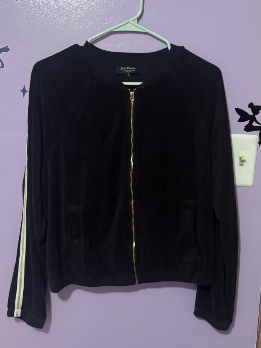 Juicy Couture (Black Label)Black Zip-Front Jacket with Stripe Detail